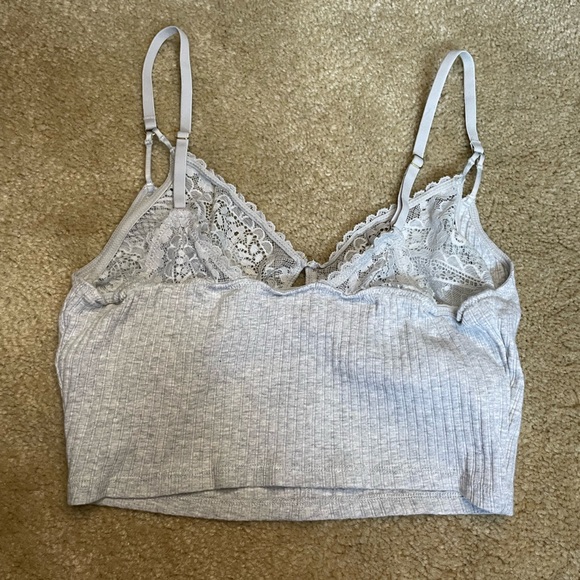 Gray Aerie Ribbed Crop Bra Top - Picture 3 of 4